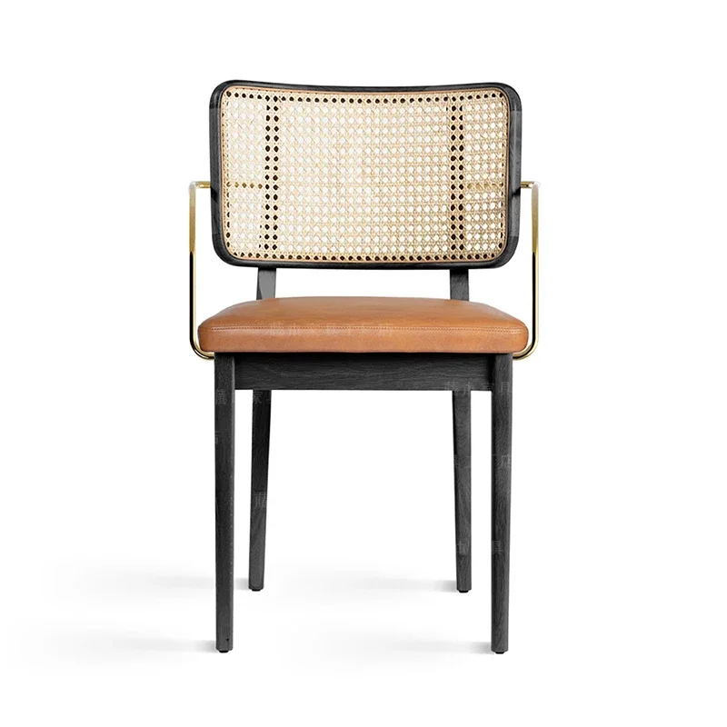 Massivholz-Rattan-Esszimmerstuhl, Haushalt, mittelalter einzelner Rattan-Stuhl, Sessel