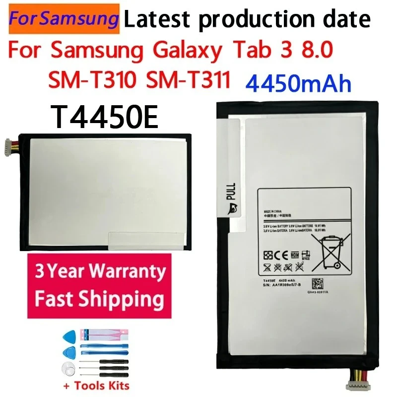 NEW T4450E 3.8V 4450mAh Replaceable Tablet Battery For Samsung Galaxy Tab 3 8.0 SM-T310 T315 SP3379D1H High Quality+Tools