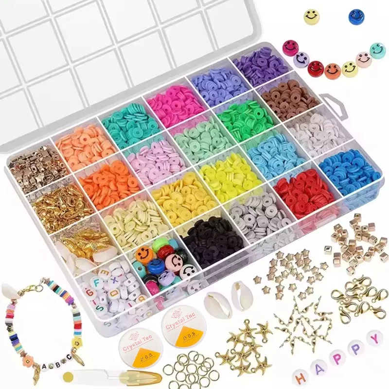 

6 MM Polymer Clay Chips Beads Set Jewelry Making Accessories Kits Boho Clay Flat Beads For Bracelet Necklace Earrings Making Set