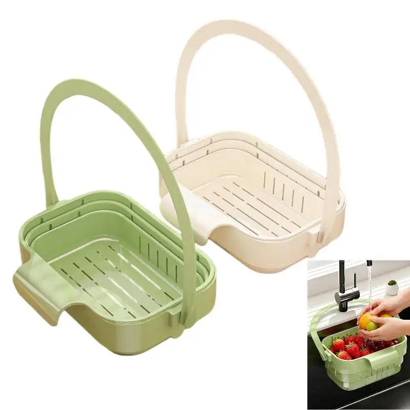 Hanging Kitchen Sink Colander with Removable Filter, Easy Residue Pour‑Off, for Draining Veggies, Pasta & Food Scraps