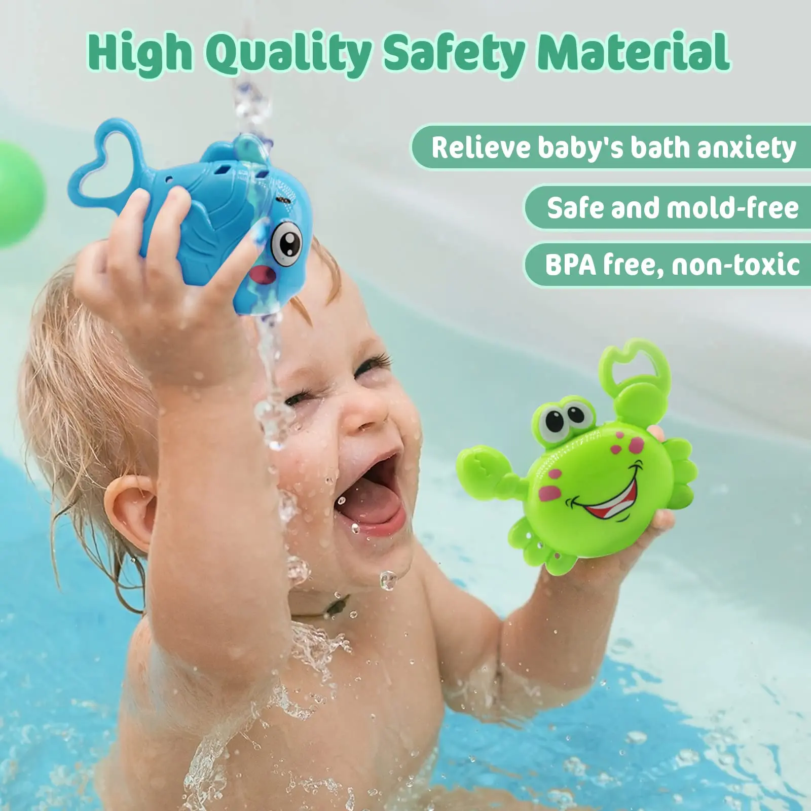 Bath Toys Set for Toddlers 1-3, Bath Toy Storage Bag Hooks,Baby Bathtub Toys with 36 Letters and Numbers,Shower Toys Bath Time