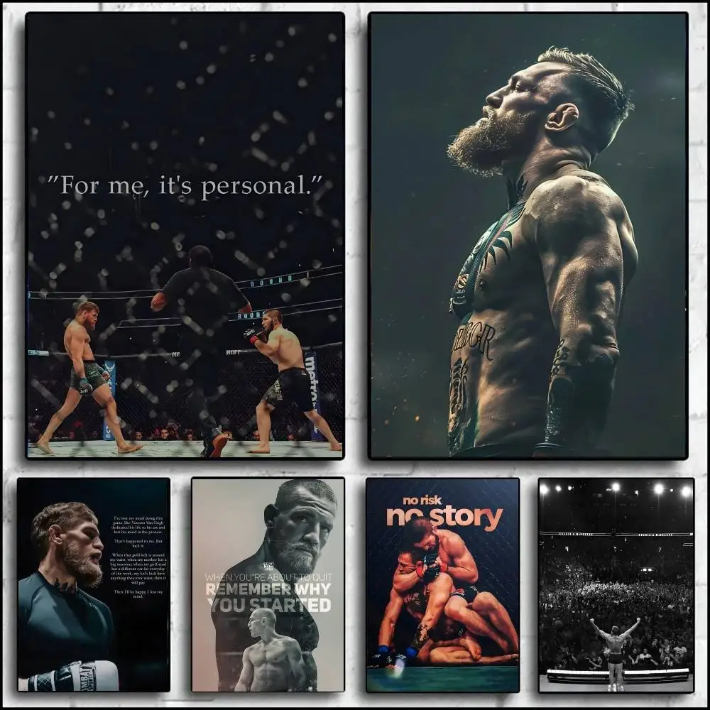 Póster de boxeo motivacional Conor McGregor, arte autoadhesivo, pegatina de papel impermeable, decoración de pared de habitación, cafetería, Bar, 1 ud.