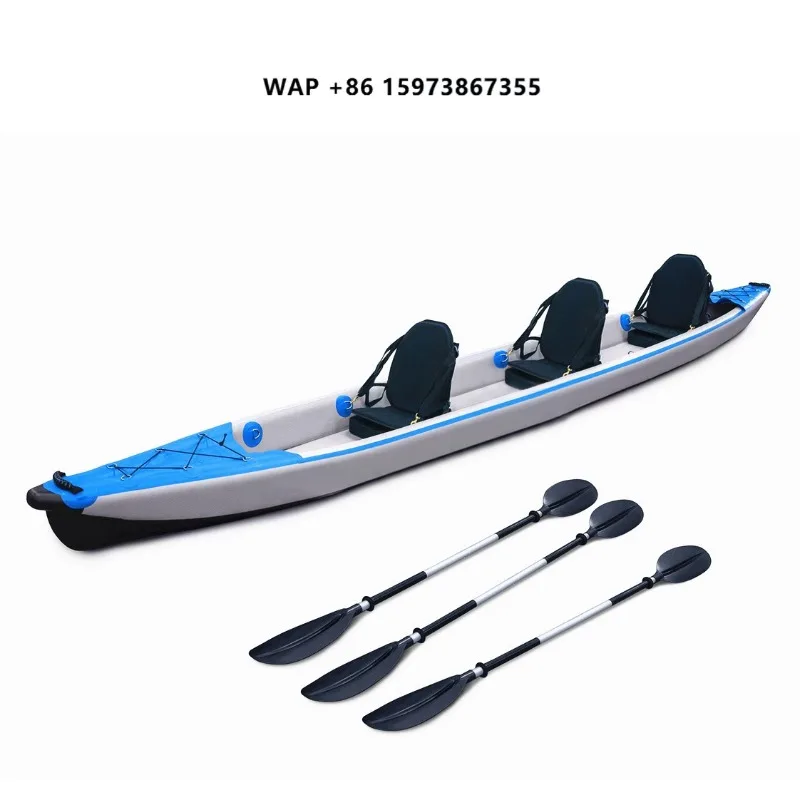 High Quality 3-Person Folding PVC Drop Stitch Inflatable Kayak for Fishing and Drifting on Lake Outdoor Rowing Boat