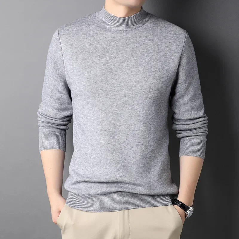 2023 Brand New Men\'s Cashmere Sweater Half Turtleneck Men Sweaters Knit Pullovers For male Youth Slim Knitwear Man Sweater