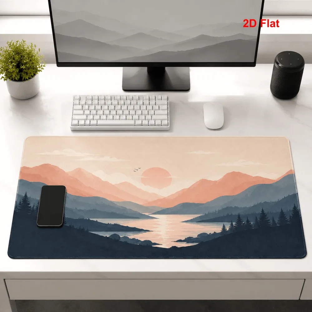 The simple mountain and lake pattern seashell mud table mat is suitable for office workers, students and families who have desks