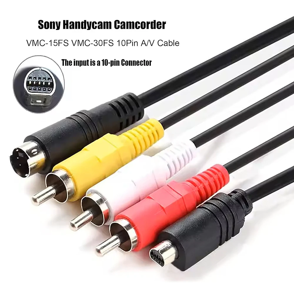 VMC-30FS for Sony DCR Handycam Camcorder Digital Camera VMC-15FS A/V Cable 10-Pin DVI DV Connector to 3 RCA S-Video AV Line
