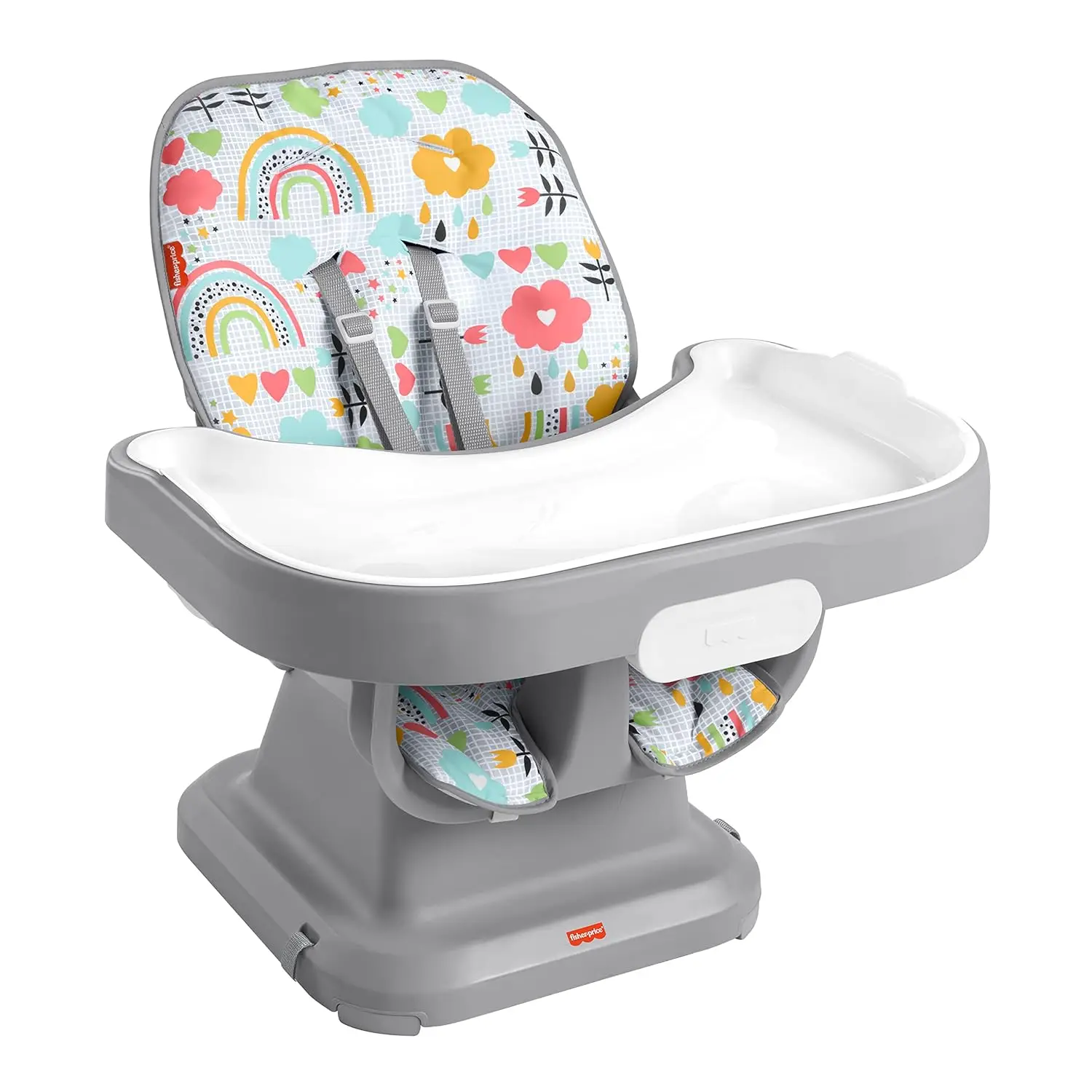 Baby to Toddler High Chair SpaceSaver Simple Clean Portable Dining Seat & Booster with Washable Deep Tray & Liner, Sun Showers