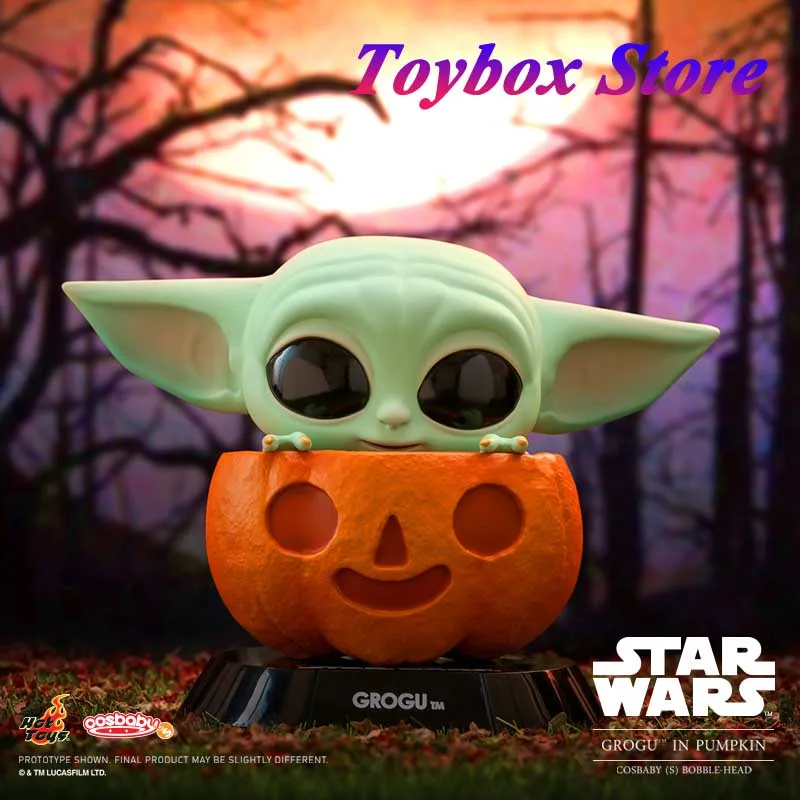 

Горячие игрушки Cosbaby COSB1063 Mini The Mandalorian Grogu in Pumpkin Фигурка Хэллоуин Косплей Коллекционные игрушки-солдаты 7,5 см