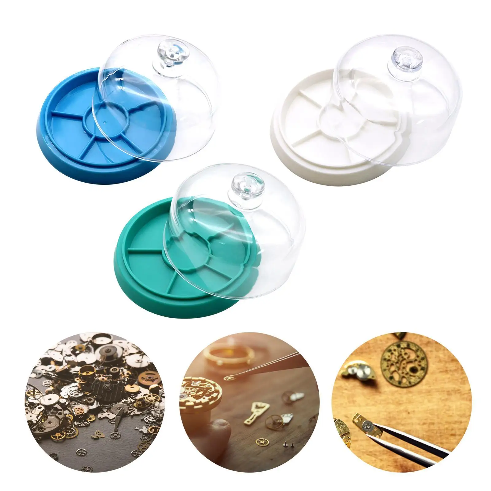 Watch Parts Storage Box Jewelry Tools Portable Watch Maintenance Home Use with Tray Hardware Screw Component with 6 Compartments