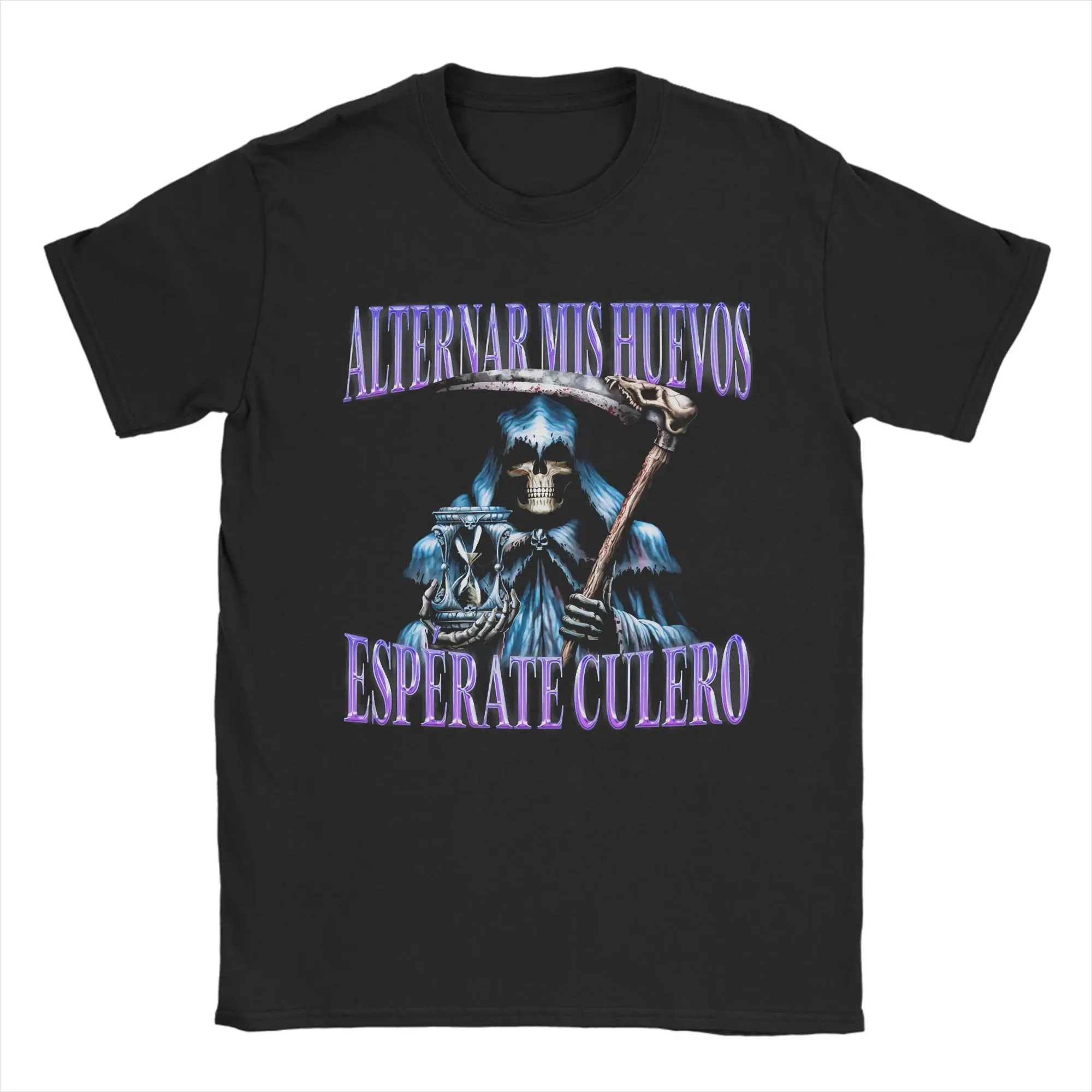 Camisetas para hombre ALTERNAR MIS HUEVOS ESPÉRATE CULERO, camisetas informales de algodón puro, camisetas divertidas de manga corta con calavera, camisetas con cuello redondo