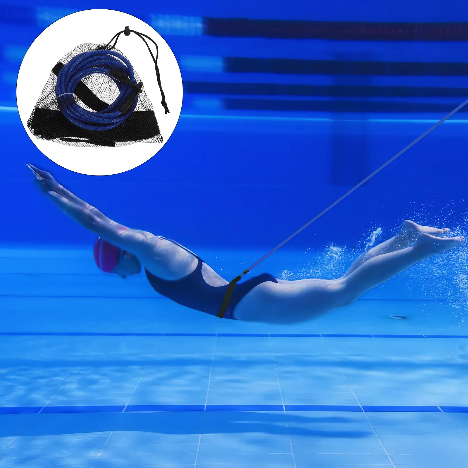 

Комплект для плавания Aqua Jogger: пояс-тренажер для статического плавания в бассейне, эластичный ремень для тяги, удобные эспандеры для плавания