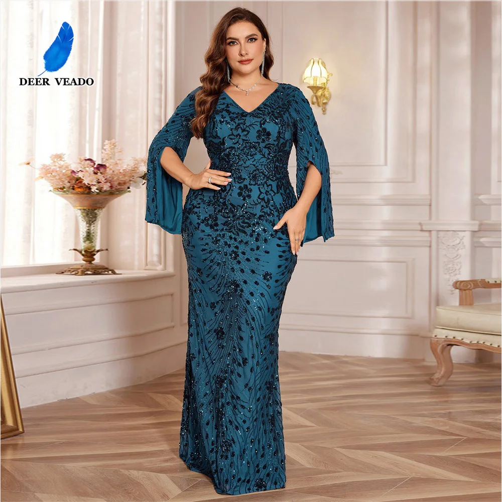 

DEERVEADO женское вечернее платье больших размеров с блестками, вечерние платья русалки для особых случаев, вечерние платья, платье макси, гала-концерт