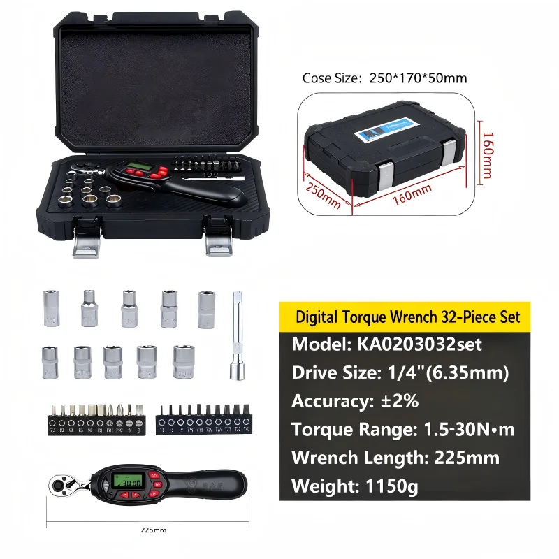 KOOLIWEI KA0203032set Digital Torque Wrench Set 1/4