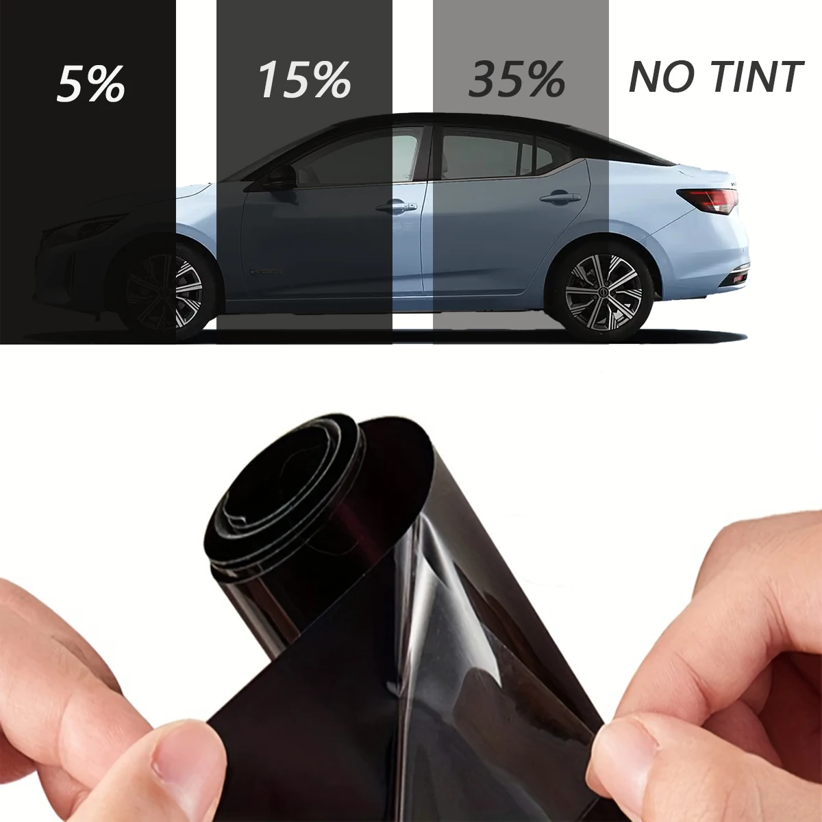 

1pc 300x50cm Transmittance35% Black Car Tint Film Roll - UV & Solar Protection, Privacy Shade, PET Material, Universal Fit