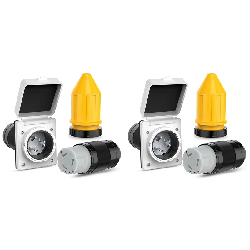 

ABJO-2X 50AMP RV Power Inlet Outlet Комплект питания с защитой шнура загрузки 125/250 В NEMA SS2-50P SS2-50R Twist Lock