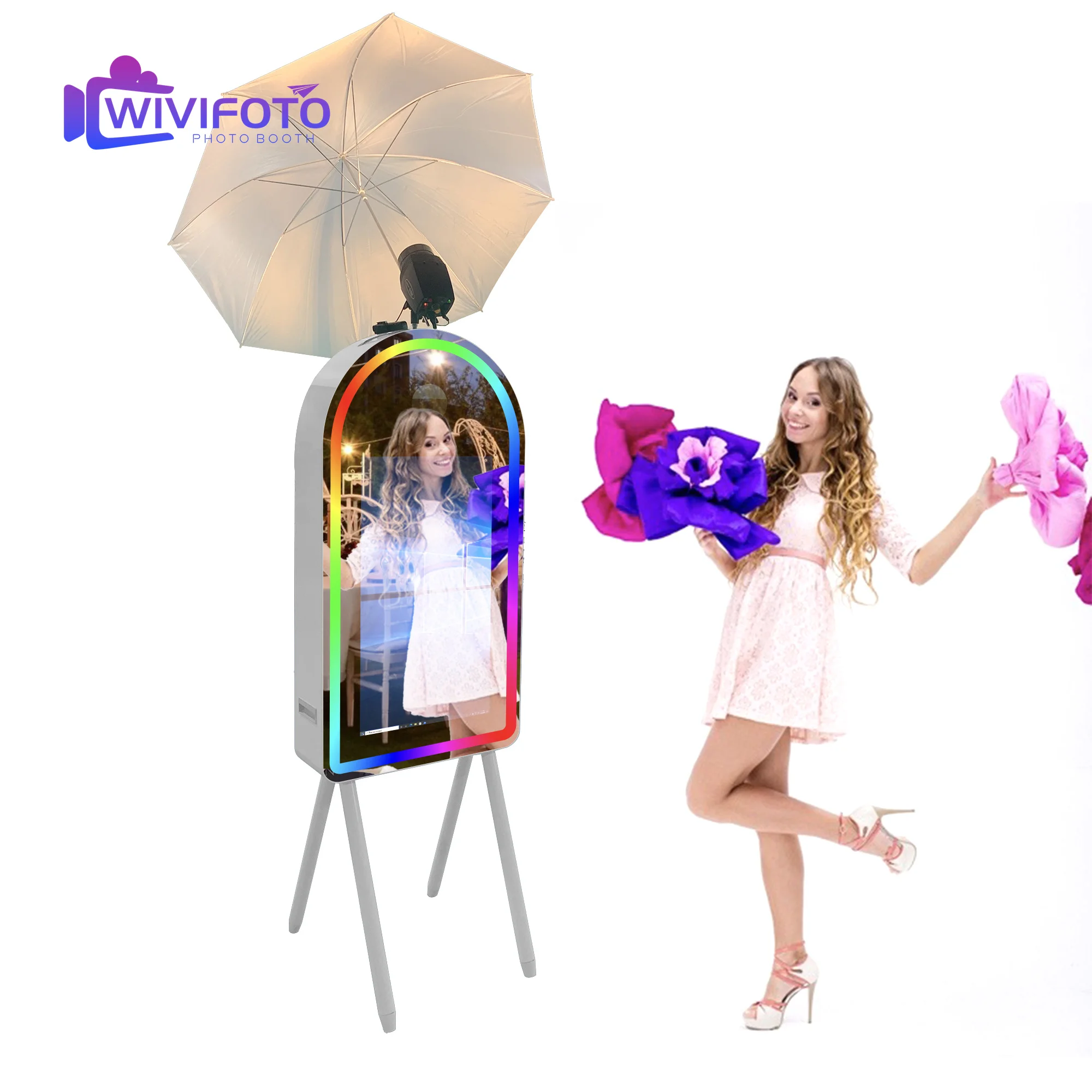 PhotoboothWedding Magic Mirror Photo Booth With LED Light SLR Compatible Camera Self-Service & Instant Print