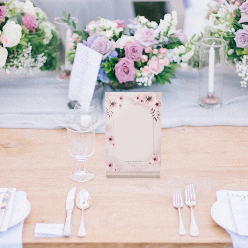 

4Pcs Acrylic Display Stands Clear Tabletop Sign Holders Small Acrylic Menu Holders Transparent Photo Frame Display for Office