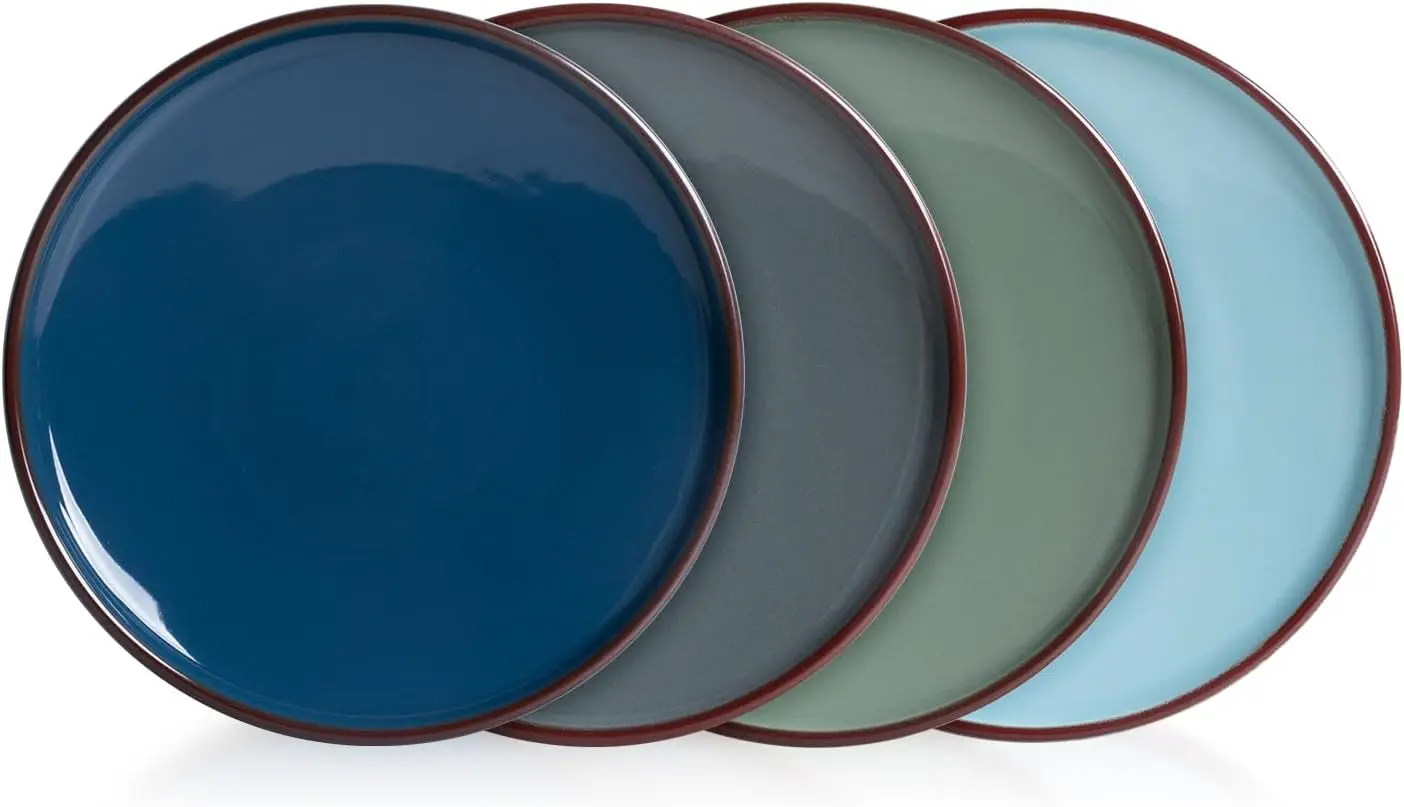 

Ceramic Dessert Plates - Salad Plates Set of 4, 8.25 Inch Round Serving Dishes Set for Pasta - Stoneware Dinnerware Set for Kitc