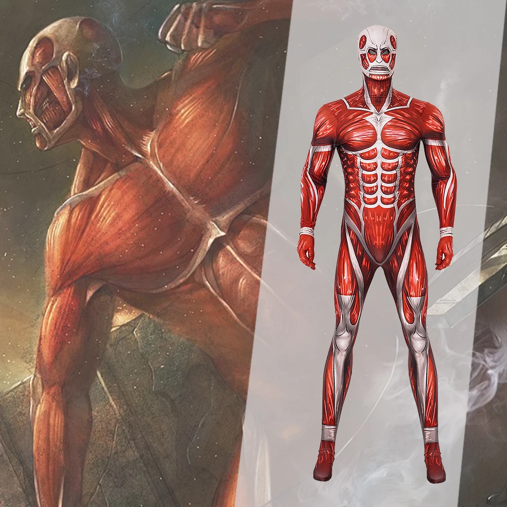 

Attack on Titan Pure Titan Cosplay Jumpsuit Full Set XS-XXXL Men Halloween Christmas Comic Con