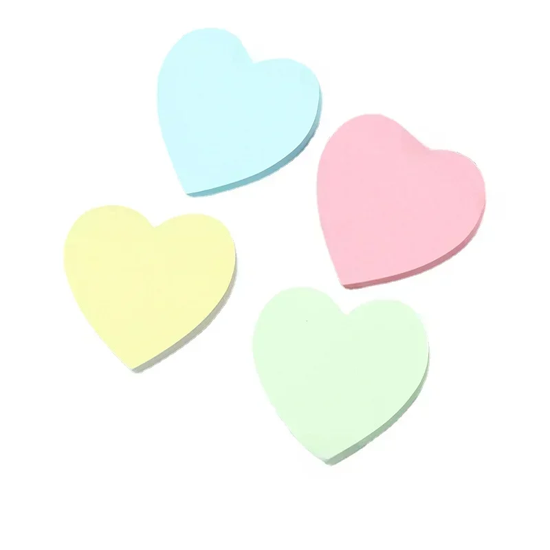 100sheets/pc Memo Pad Solid Color Heart Shaped Notepad for Staff Students Stationery Sticky Note Writing Pads Note Pad image 2