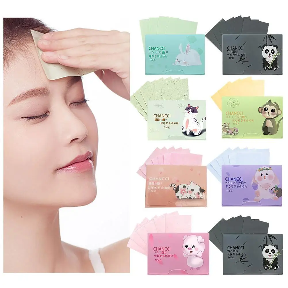 Facial Oil Suction Paper 100 Portable Withdrawable Oil Fragrance Q0D1 Facial Shine Oil Paper Absorbing Tablets Controls Fac H1I5