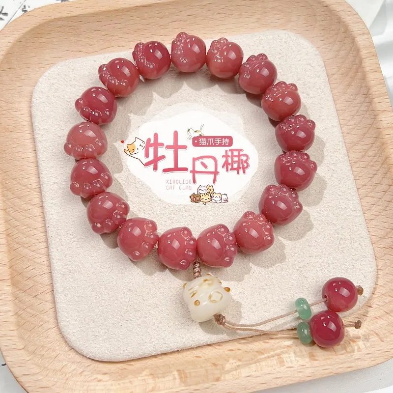 Lotus Root Powder Carved Cute Bodhi Root Bracelet Student Finger Twirling Bodhi Prayer Beads Bracelet for Women Gifts