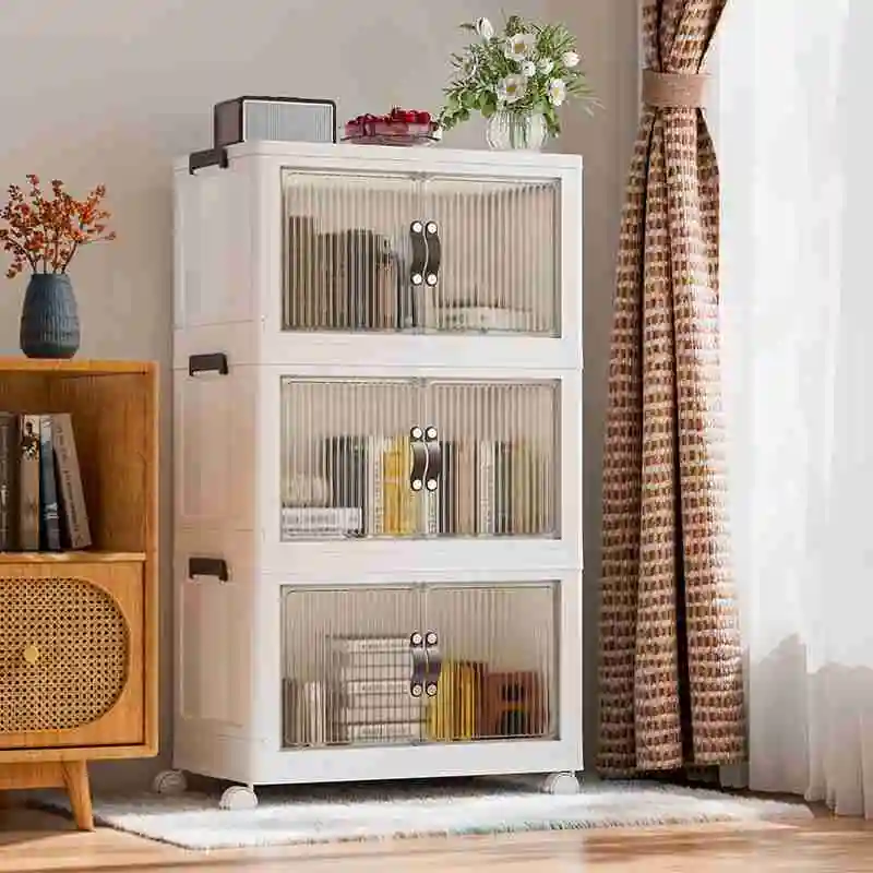 

Foldable Storage Cabinet Foldable Storage Cabinet 1 Layer Plastic Bin Box 360 Degree Rotatable Stackable 100 Gal Large Capacity