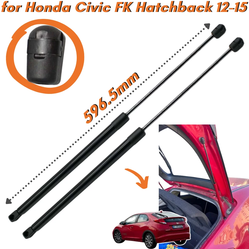 Qty(2) Carbon Fiber Trunk Struts for Honda Civic FK Hatchback 2012-2015 596.5MM Rear Tailgate Boot Lift Support Gas Spring Shock