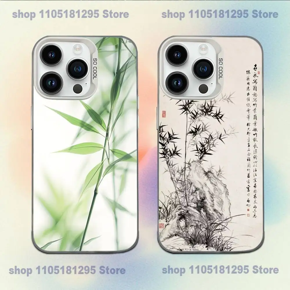 

Chinese Style Bamboo Elegant Fashion Phone Case For iPhone XR,17,16,15,14,13,12,11,X,Mini,Pro,E,MAX Candy Matte Shockproof Cover