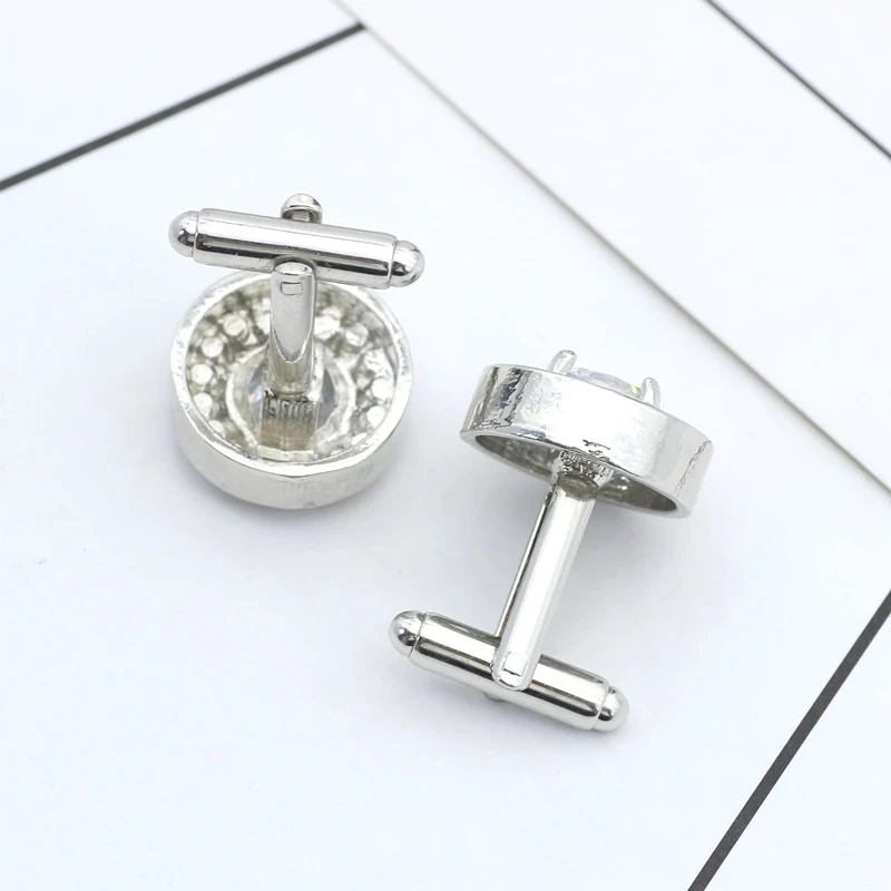 ที่ละเอียดอ่อนรอบ Cufflink สําหรับชายสีม่วงคริสตัลคุณภาพสูงเสื้อฝรั่งเศส Cuff Links ปุ่มชายเครื่องประดับของขวัญ