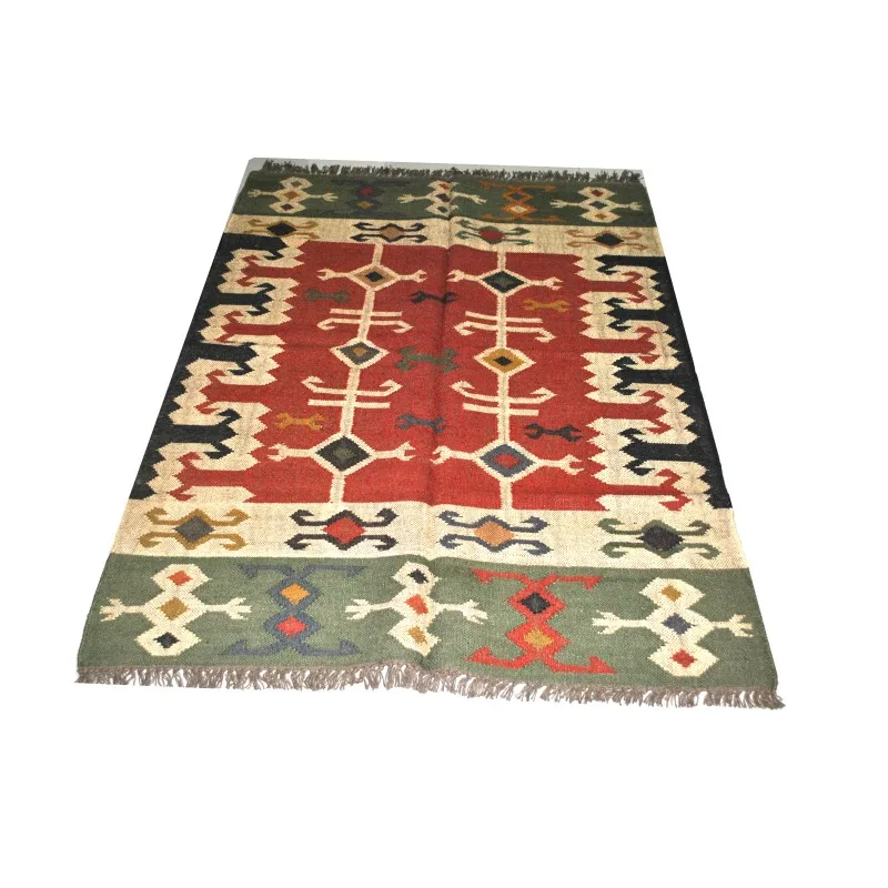 

Rug Turkish Kilim Dhurrie Jute Wool Rug Afghan Area Rug Hand Woven Vintage