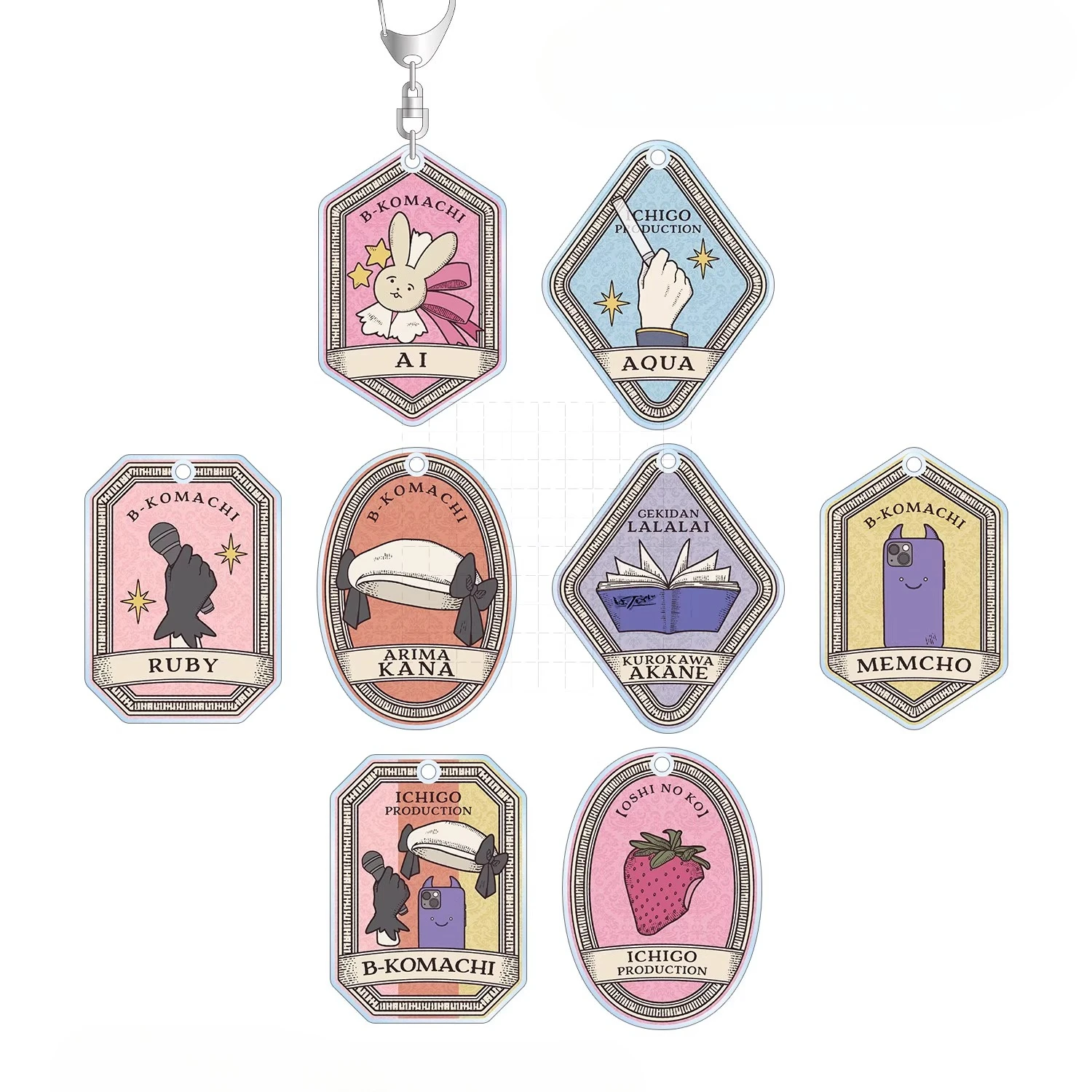 

Anime MEMcho Hoshino Ai Game Ruby Kurokawa Akane Keychain Doll Acrylic Keyring Pendant for Gift