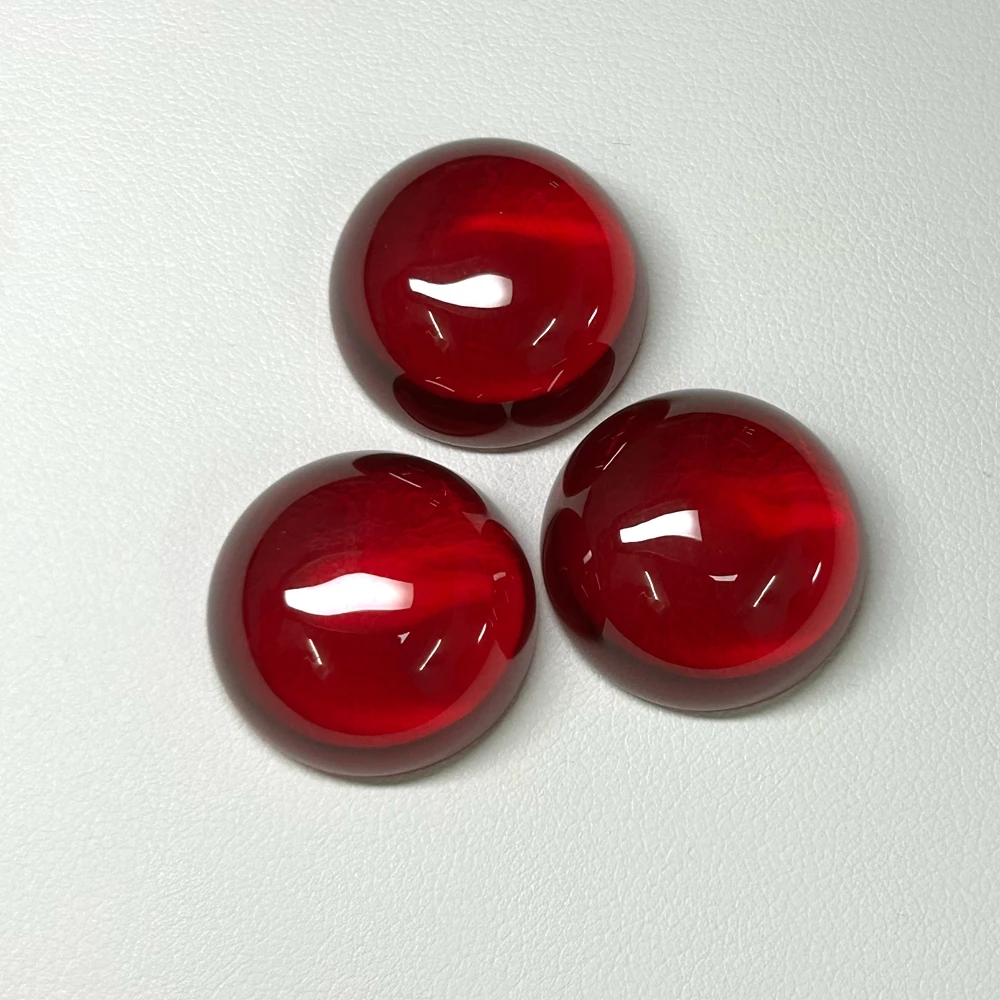 Flat Bottom Synthetic Round Ruby Cabochon Gemstone Loose Red Corundum Stone