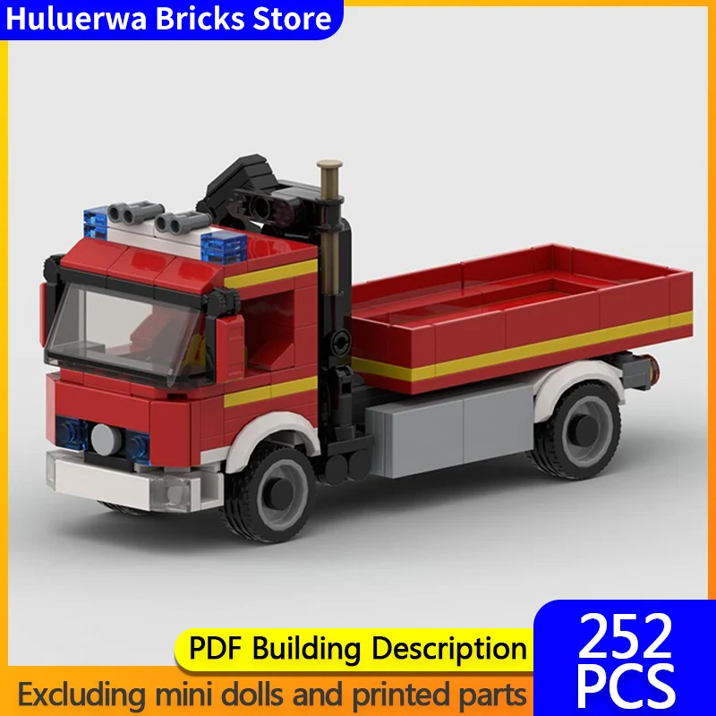 Modelo de carro de cidade moc, tijolos de construção, veículo de transporte de incêndio, tecnologia modular, presentes de feriado para crianças, brinquedos de montagem