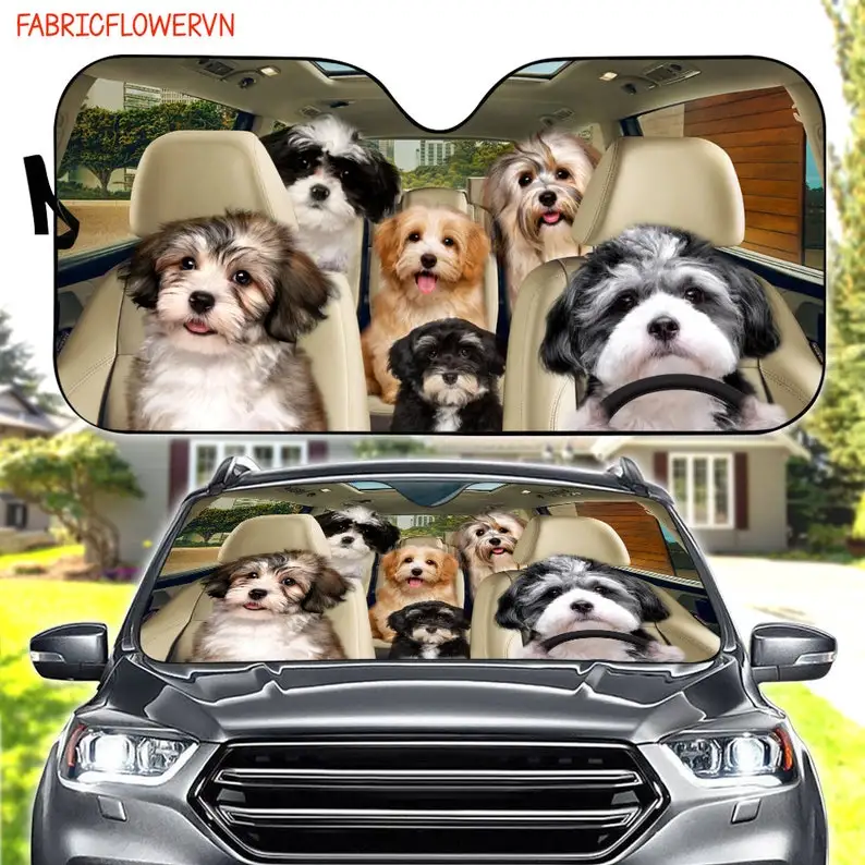 Havanese Car Sunshade, Havanese Car Decoration, Havanese Windshield, Dog Lovers, Dog Car Sunshade, Gift For Mom, Gift For Dad