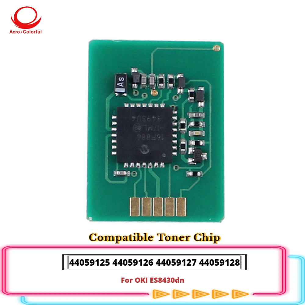 One Set 44059125 44059126 Compatible Toner Reset Chip Apply to OKI ES8430dn Laser Printer Cartridge Model 44059127 44059128