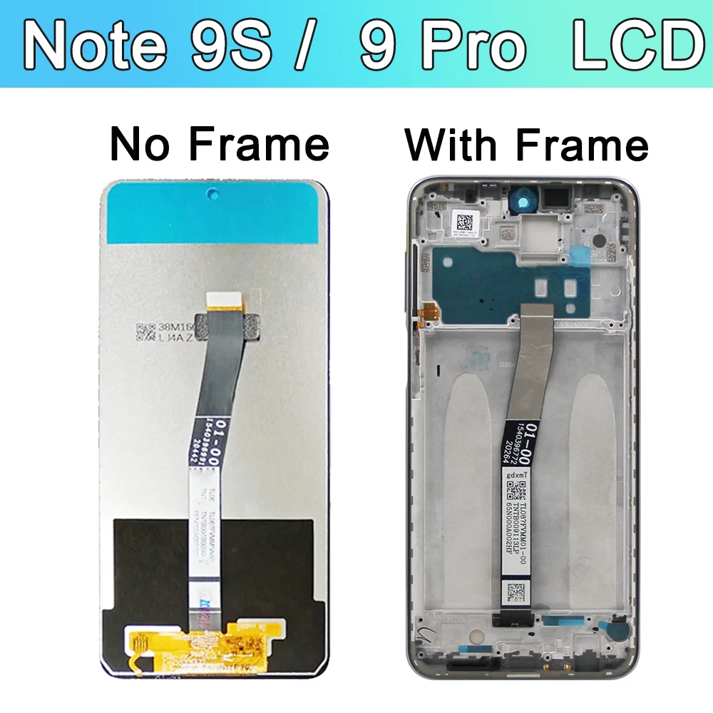 Écran tactile LCD numérique de remplacement avec cadre, 6.67 pouces, pour Xiaomi Redmi Note 9S M2003J6A1G