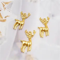 20PCS Alloy Gold Color Deer Elk Charms Christmas Pendants For Necklace Jewelry Making Handmade Crafts Accessory