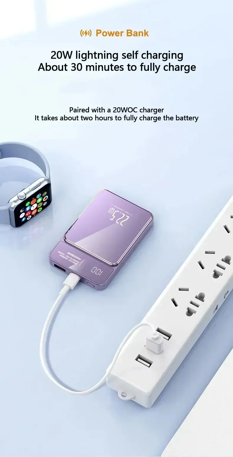 Power Bank 50000 MAh Power Bank magnetico wireless Magsafe Ricarica super veloce adatta per iPhone Xiaomi Samsung Huawei