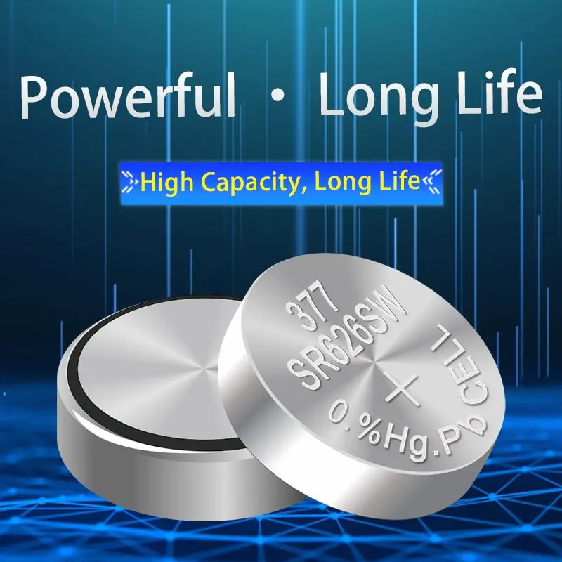 High Capacity Original SR626SW 377 Watch Battery 1.55V Silver Oxide Button Cell for Quartz Watch Wristwatch Replacement LR626