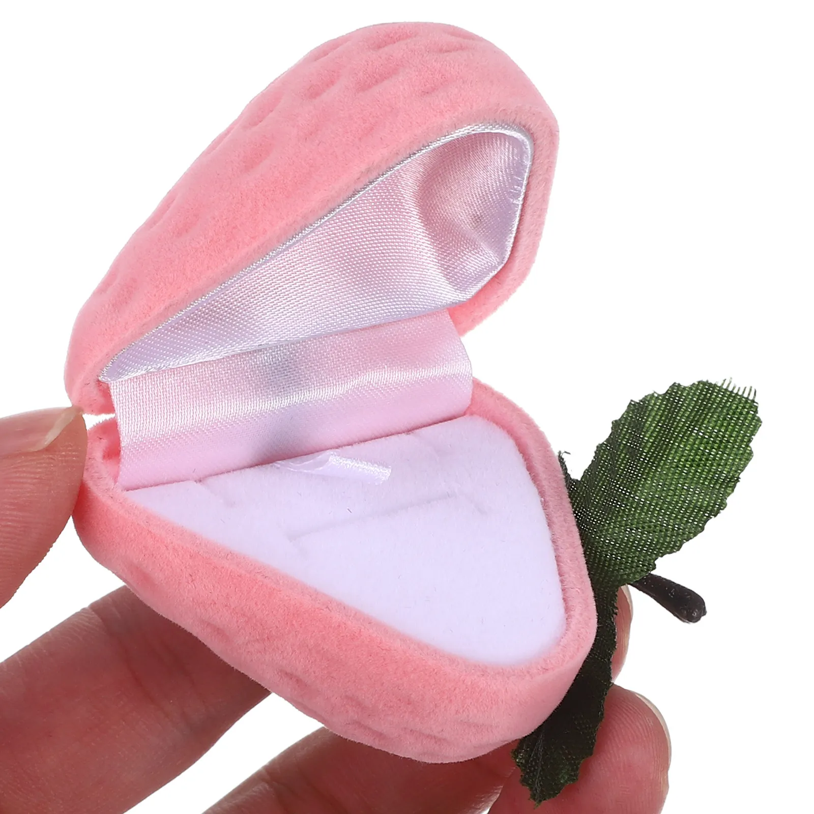 

Коробка для колец с клубничным дизайном из флокированного материала, органайзер для хранения ювелирных изделий: обручальных колец, свадебных колец, браслетов, заколок для волос