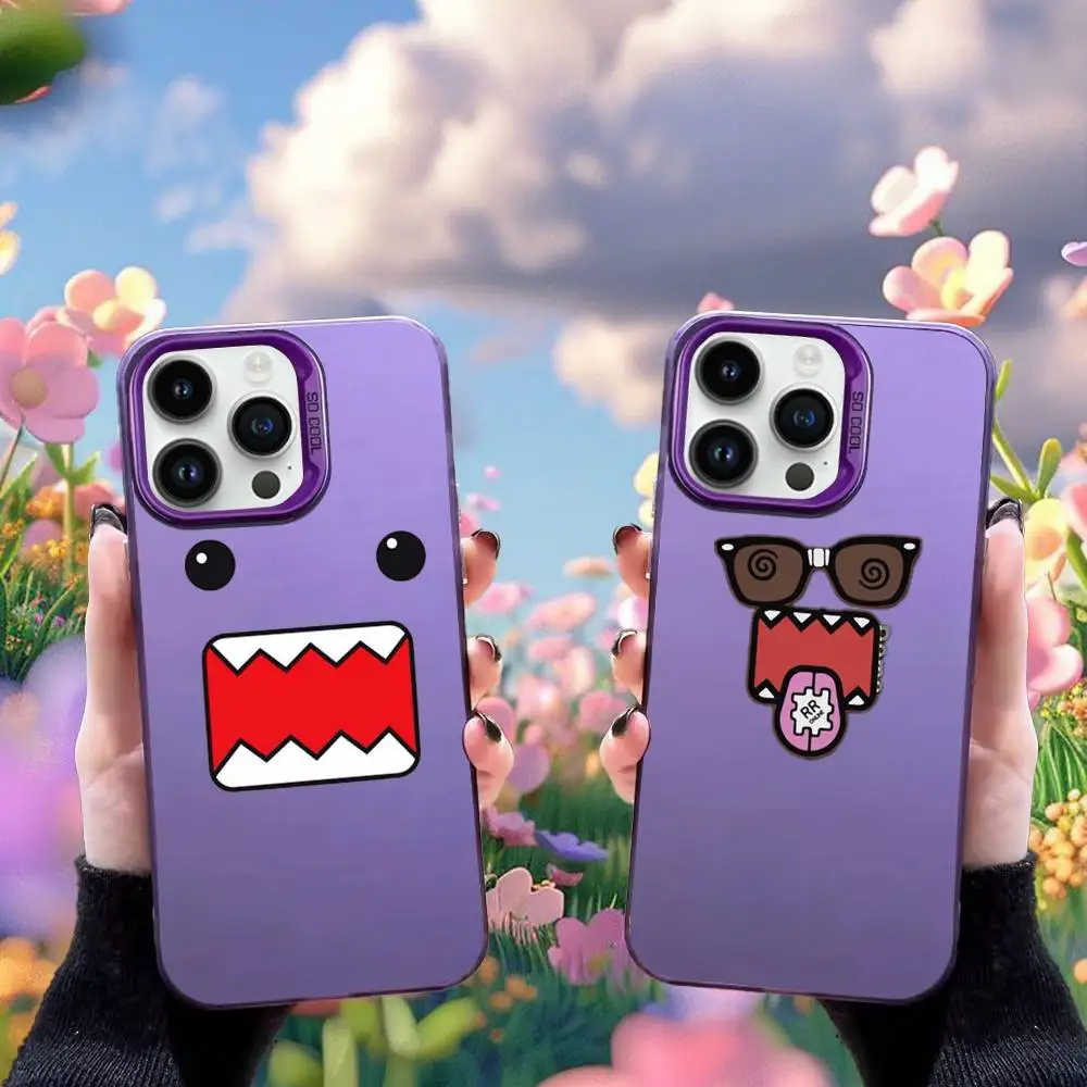 

Cute Domo-kun Phone Case For iPhone 16,15,14,13,12,11,Mini,Pro,SE,MAX Purple Matte Silicone Cover