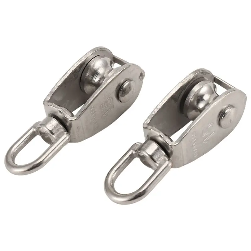 AA94-Pulley 304 Stainless Steel Single Pulley Block M15 Small Heavy Duty Swivel Bearing Pulley System For Rigging, Easy To Use 2