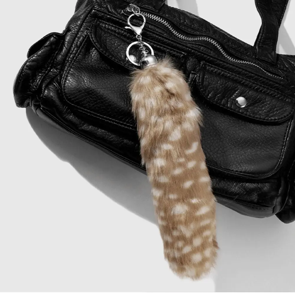 Car Keychain Long Hair Fur Tails Pendant Ornament Retro Tail Keyring Keys Holder Fluffy Bag Charms Purse Handbag