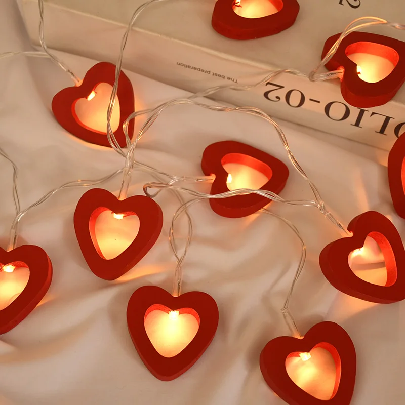 10 LED Love Heart String Lights Valentine's Day Decoration Garland Led Fairy Lights Wedding Birthday Party Decor Supplies Props