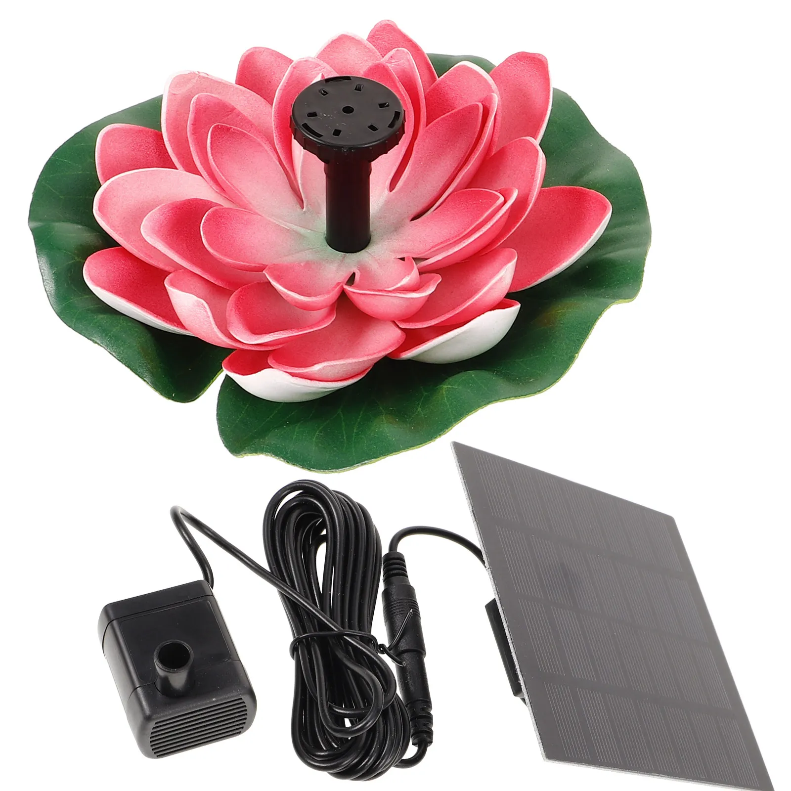 1Set Solar-Powered Lotus-Shape Floating Fountain Outdoor Garden Landscaping Pond Water Fountain Outdoor Landscape Decor
