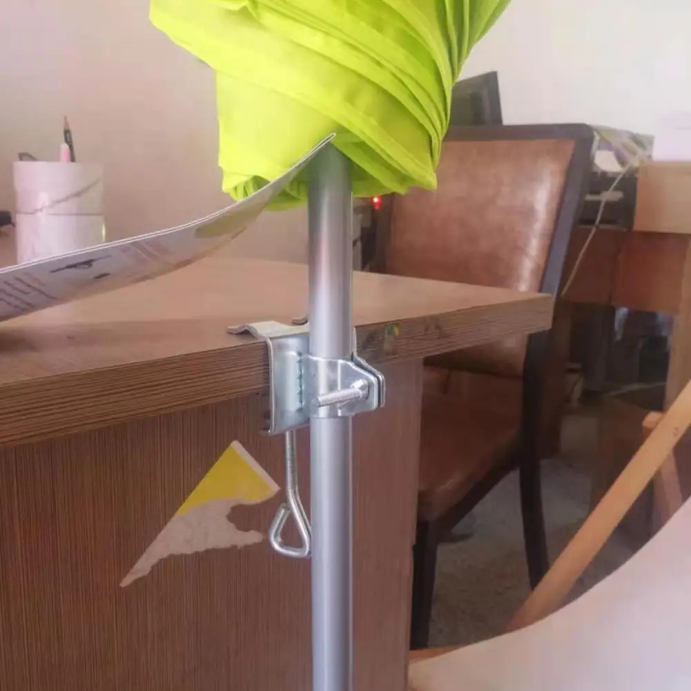 Table Umbrella Holder Clamp Easy to Install Thick Silver Color Beach Sun Table Parasol Stand Table Parasol Stand Non-slip