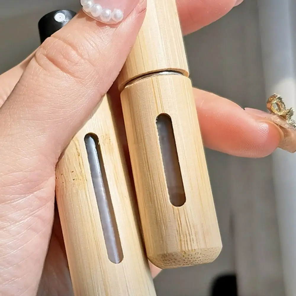 5/8ML Wood Perfume Bottle Ultra Fine Refillable Mini Bamboo Spray Bottle Bottom Filling Liner Portable Atomizer Travel