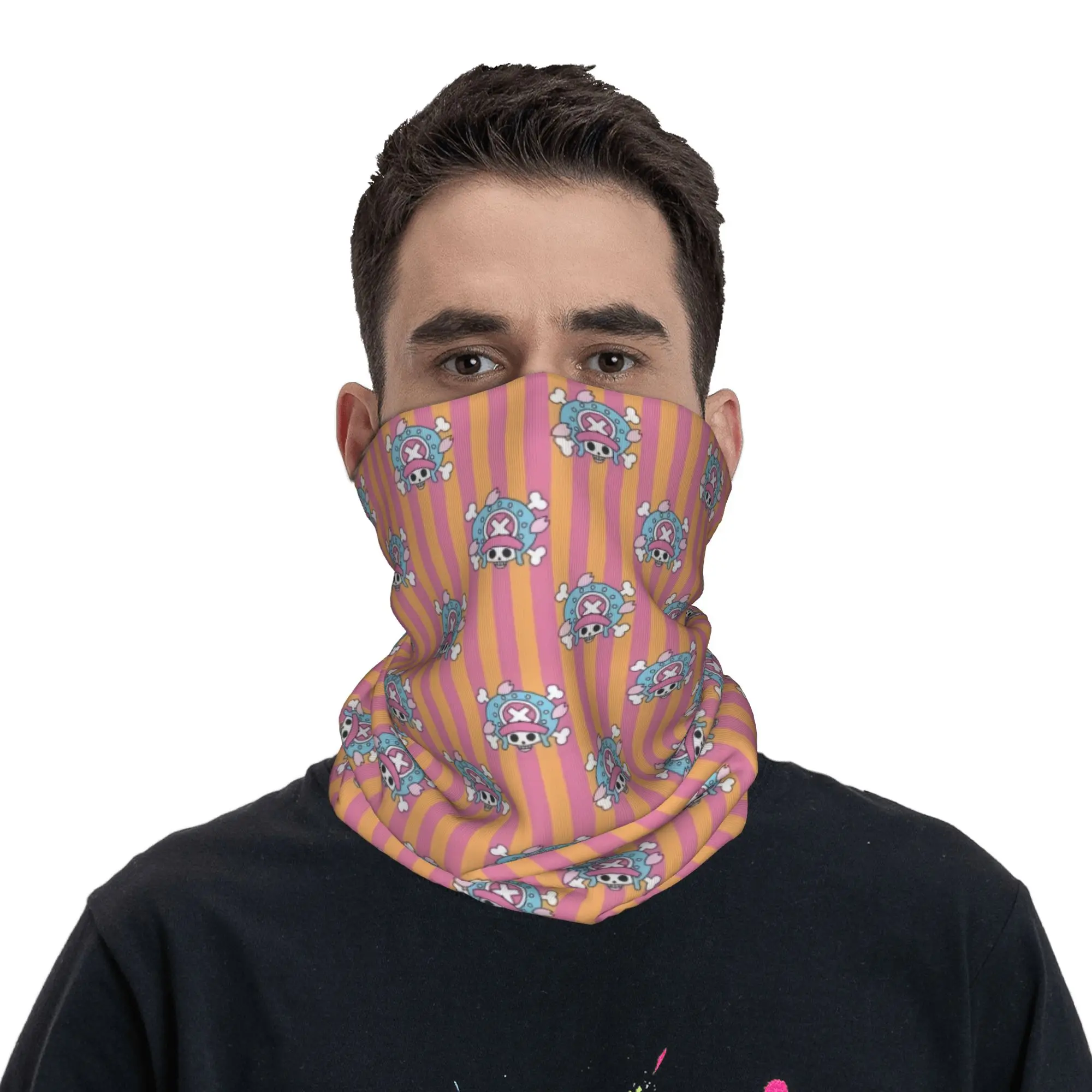 Skull Manga One Piece Anime  Bandana Neck Gaiter Windproof Face Scarf Cover Women Men  Headband Tube Balaclava