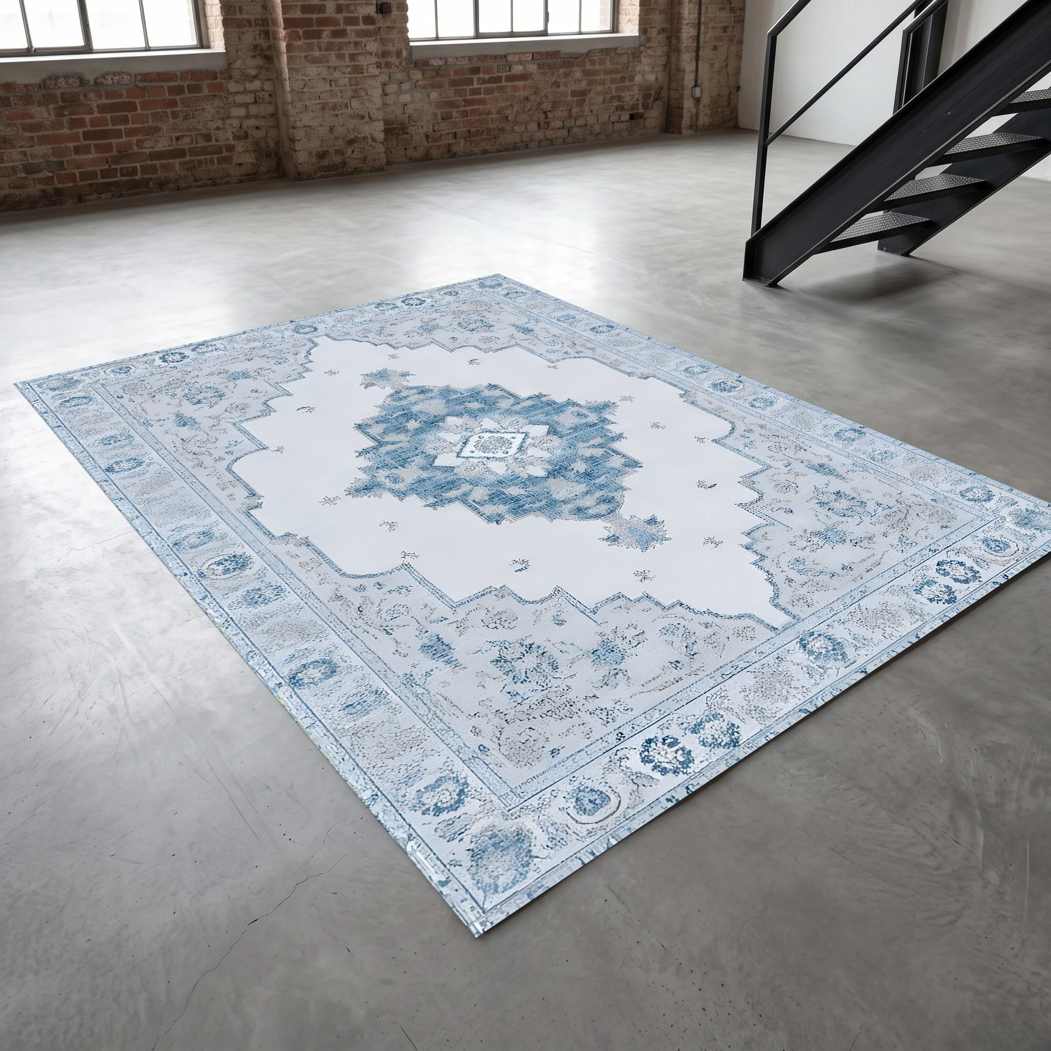 Light Blue European-Style Symmetrical Retro Diamond-Patterned Velvet Rug, Perfect for a Vintage and Cozy Christmas Atmosphere in the Living Room and Bedroom, Creating a Warm and Inviting Autumn/Winter Ambiance